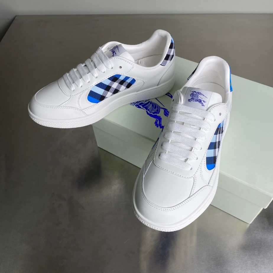 BURBERRY LEATHER AND CHECK TERRACE SNEAKERS - BBR035