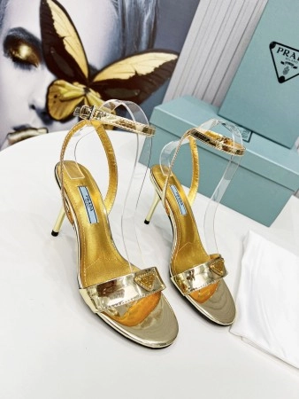 PRADA HEEL SANDALS 85MM IN GOLD METALLIC LEATHER - PSD058