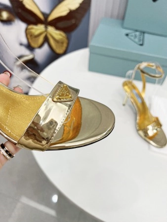 PRADA HEEL SANDALS 85MM IN GOLD METALLIC LEATHER - PSD058