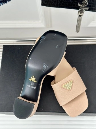 PRADA HEELED SANDALS 35MM IN BEIGE SAFFIANO LEATHER - PSD030