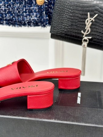 PRADA HEELED SANDALS 35MM IN RED SAFFIANO LEATHER - PSD029