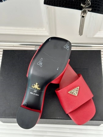 PRADA HEELED SANDALS 35MM IN RED SAFFIANO LEATHER - PSD029