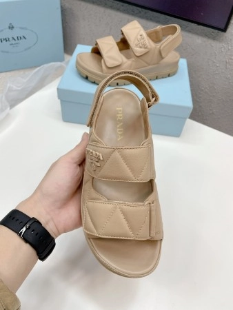 PRADA PADDED SANDALS IN BEIGE NAPPA LEATHER - PSD048