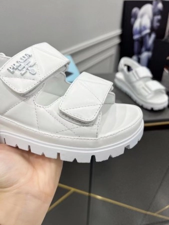 PRADA PADDED SANDALS IN WHITE NAPPA LEATHER - PSD040