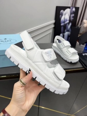 PRADA PADDED SANDALS IN WHITE NAPPA LEATHER - PSD040