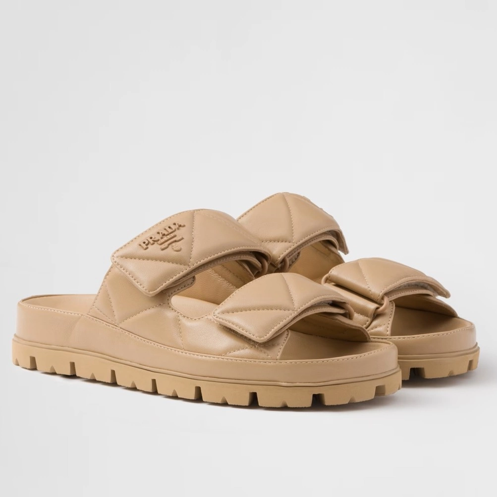 PRADA WOMEN'S SANDALS IN BEIGE PADDED NAPPA LEATHER - PSD024