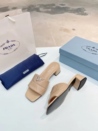 PRADA WOMEN'S SLIDES SANDALS 35MM IN BEIGE NAPPA LEATHER - PSD032