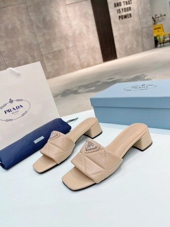PRADA WOMEN'S SLIDES SANDALS 35MM IN BEIGE NAPPA LEATHER - PSD032