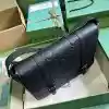 GUCCI MEN'S JUMBO GG LEATHER MEDIUM MESSENGER BAG BLACK 2023 - BG091 GUCCI MEN'S JUMBO GG LEATHER MEDIUM MESSENGER BAG BLACK 2023