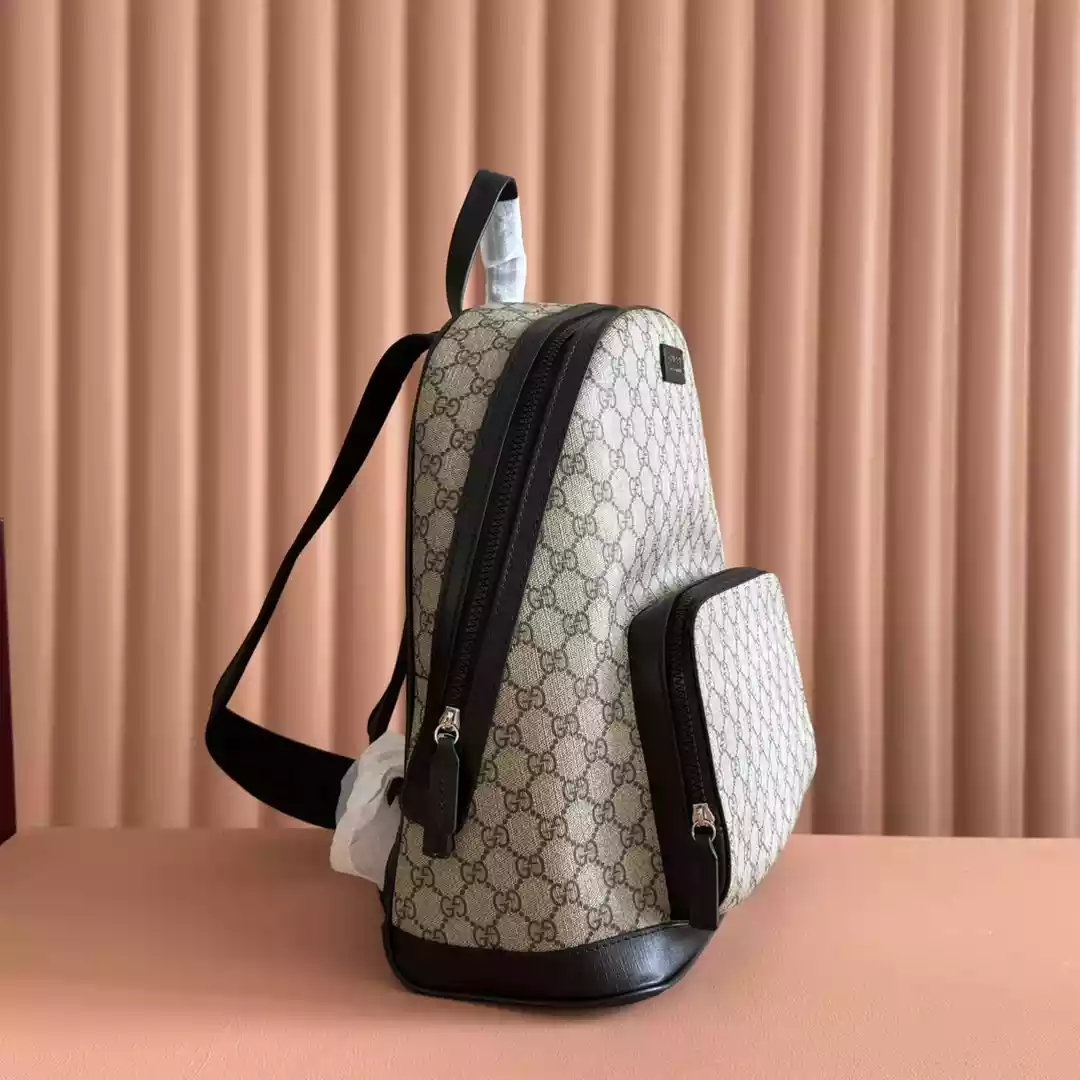 Gucci GG Supreme Men's Backpack Brown Black - BG069 Gucci GG Supreme Men's Backpack Brown Black