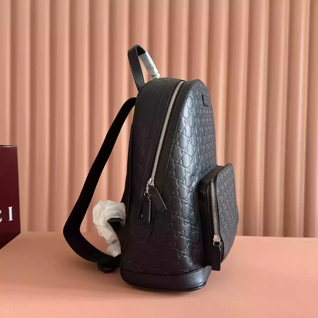 Gucci GG Monogram Medium Backpack Black - BG070 Gucci GG Monogram Medium Backpack Black