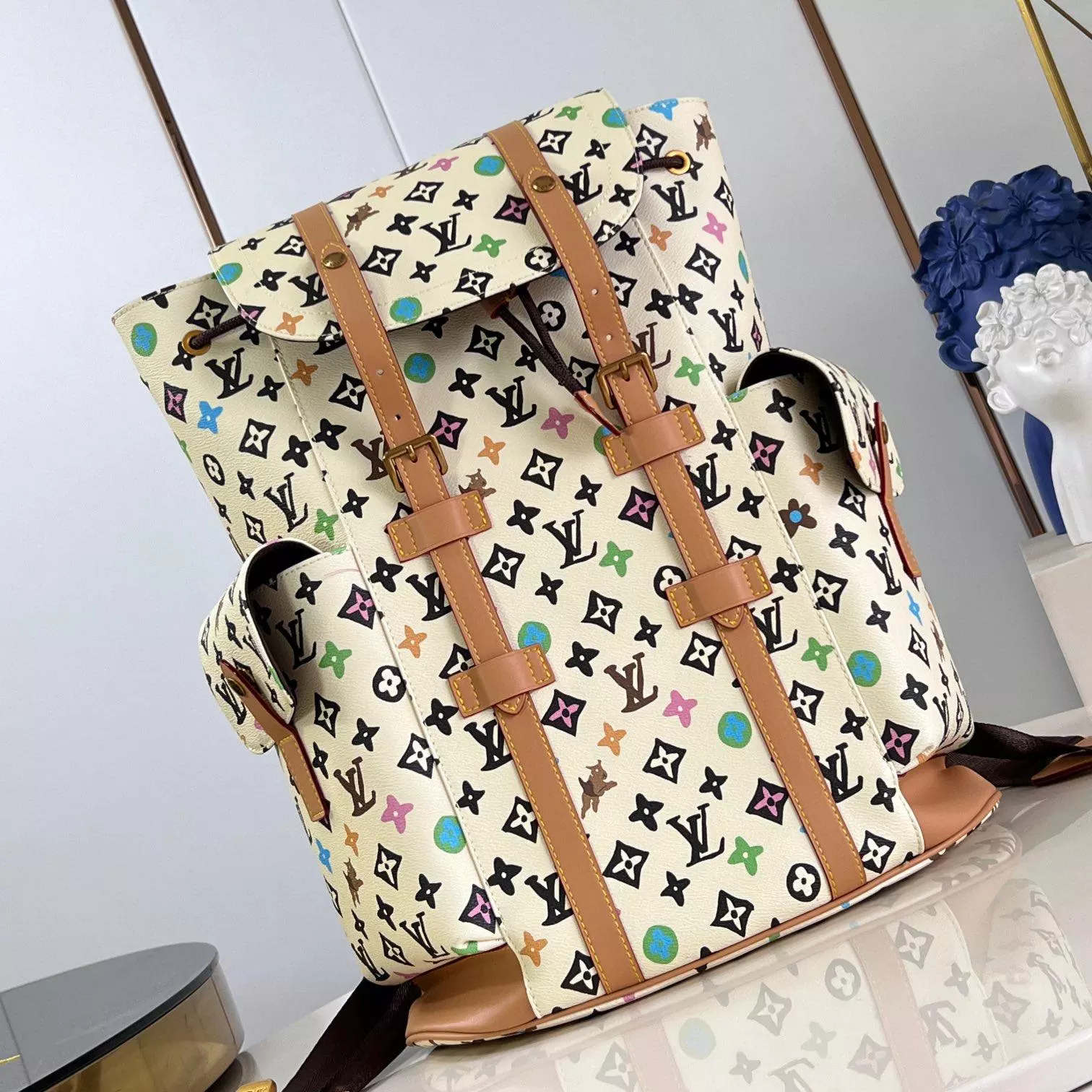 CHRISTOPHER MM BACKPACK VANILLA MONOGRAM CRAGGY COATED CANVAS M25240 - LW350 DISCOVERY BACKPACK PM SKY BLUE MONOGRAM CANVAS