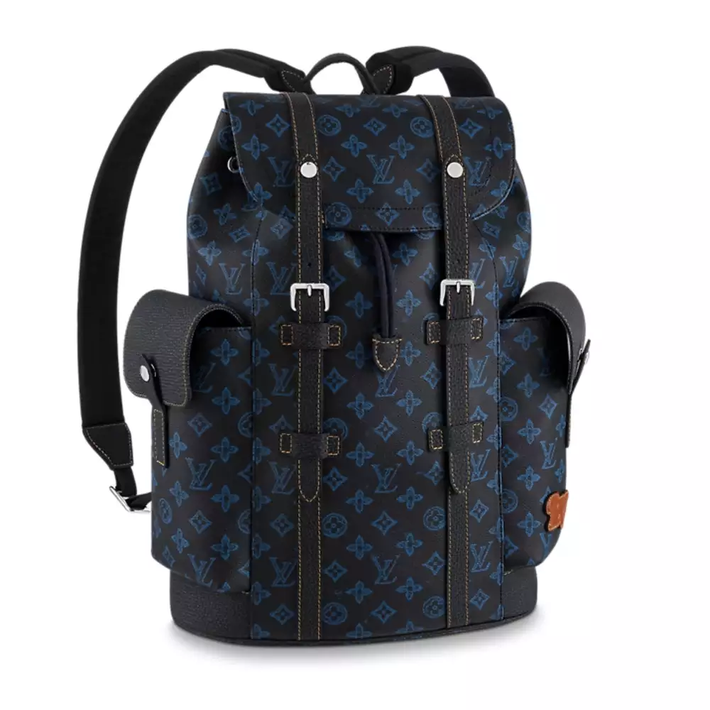 CHRISTOPHER MM MONOGRAM BACKPACK IN BLUE - LW345 DISCOVERY BACKPACK PM SKY BLUE MONOGRAM CANVAS