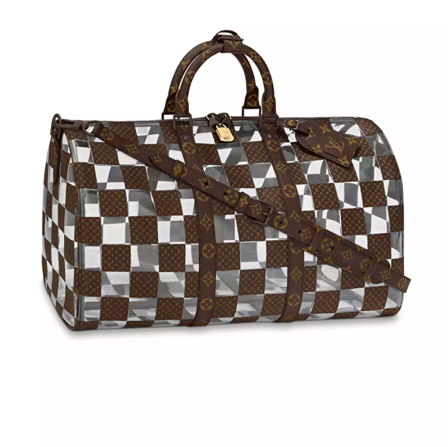 KEEPALL BAG IN WHITE, GREY AND BROWN - LW364 DISCOVERY BACKPACK PM SKY BLUE MONOGRAM CANVAS