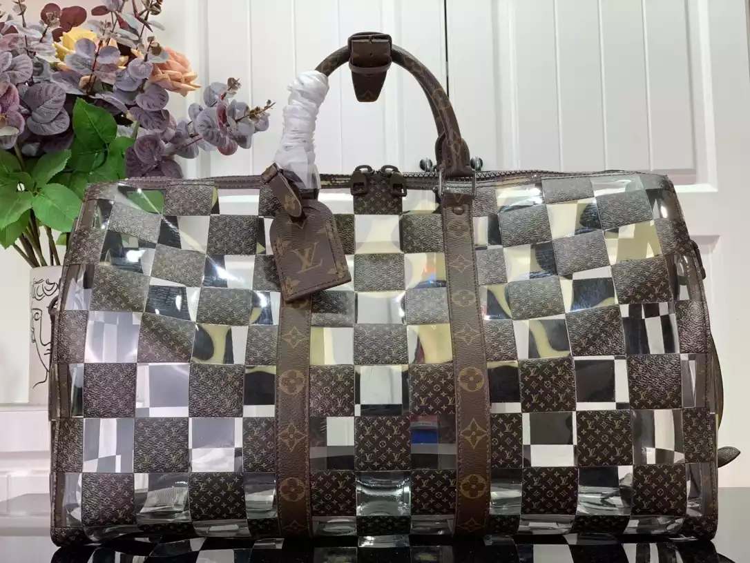 KEEPALL BAG IN WHITE, GREY AND BROWN - LW364 DISCOVERY BACKPACK PM SKY BLUE MONOGRAM CANVAS