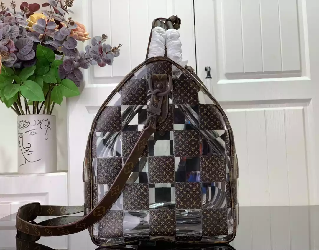 KEEPALL BAG IN WHITE, GREY AND BROWN - LW364 DISCOVERY BACKPACK PM SKY BLUE MONOGRAM CANVAS