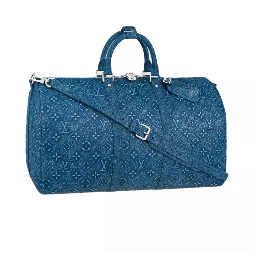 KEEPALL BANDOULIERE 50 DUFFLE BAG IN BLUE - LW360 DISCOVERY BACKPACK PM SKY BLUE MONOGRAM CANVAS