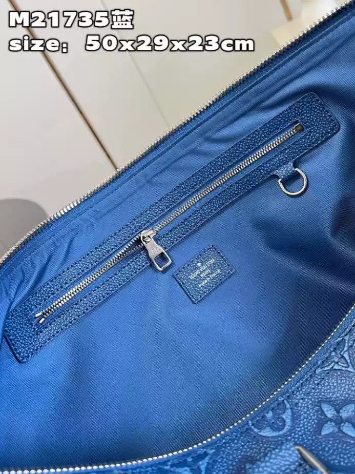 KEEPALL BANDOULIERE 50 DUFFLE BAG IN BLUE - LW360 DISCOVERY BACKPACK PM SKY BLUE MONOGRAM CANVAS