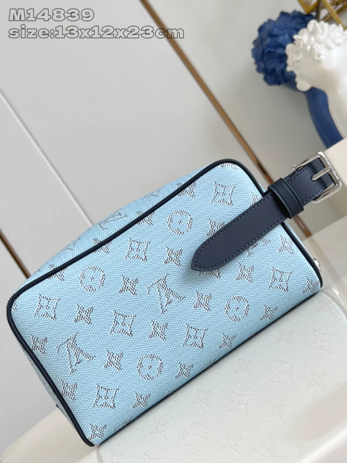 LOCKER DOPP KIT BLUE MONOGRAM HERITAGE CANVAS M14839 - LW385 DISCOVERY BACKPACK PM SKY BLUE MONOGRAM CANVAS