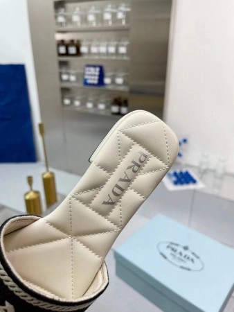 PRADA WOMEN'S EMBROIDERED FABRIC SLIDES - PSD084