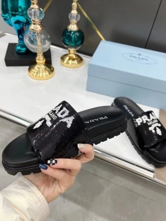 PRADA WOMEN'S SLIDES EMBROIDERED WITH SEQUINS - PSD081