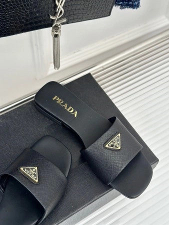 PRADA WOMEN'S SLIDES IN BLACK SAFFIANO LEATHER - PSD063