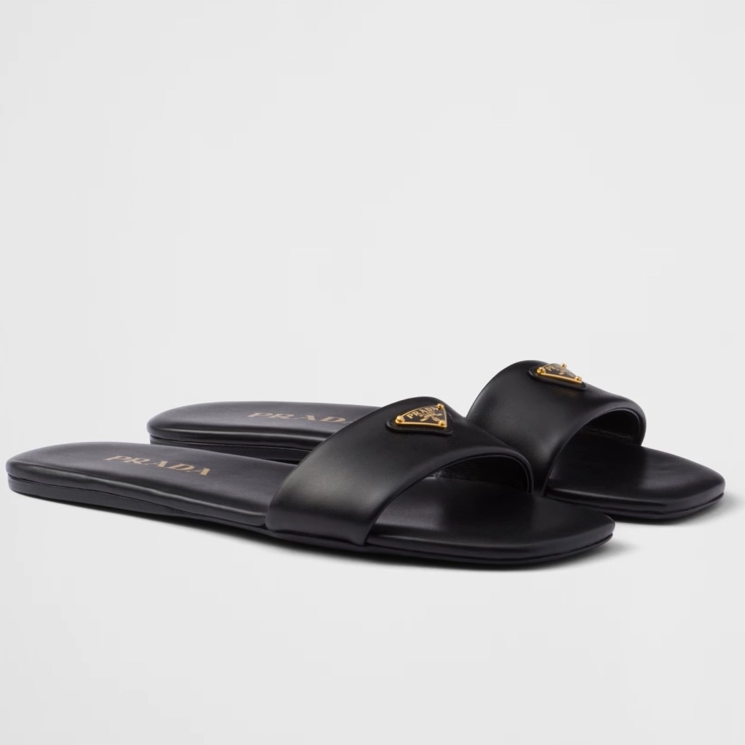 PRADA WOMEN'S SLIDES IN BLACK SMOOTH LEATHER - PSD071