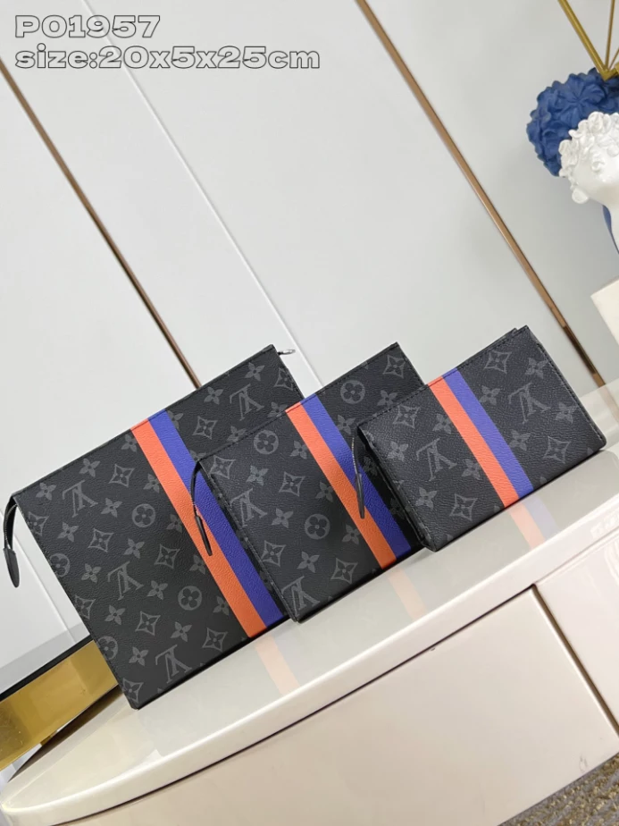 TRIO TOILET POUCH MON MONOGRAM P01957 - LW383 DISCOVERY BACKPACK PM SKY BLUE MONOGRAM CANVAS