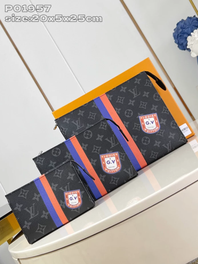 TRIO TOILET POUCH MON MONOGRAM P01957 - LW383 DISCOVERY BACKPACK PM SKY BLUE MONOGRAM CANVAS