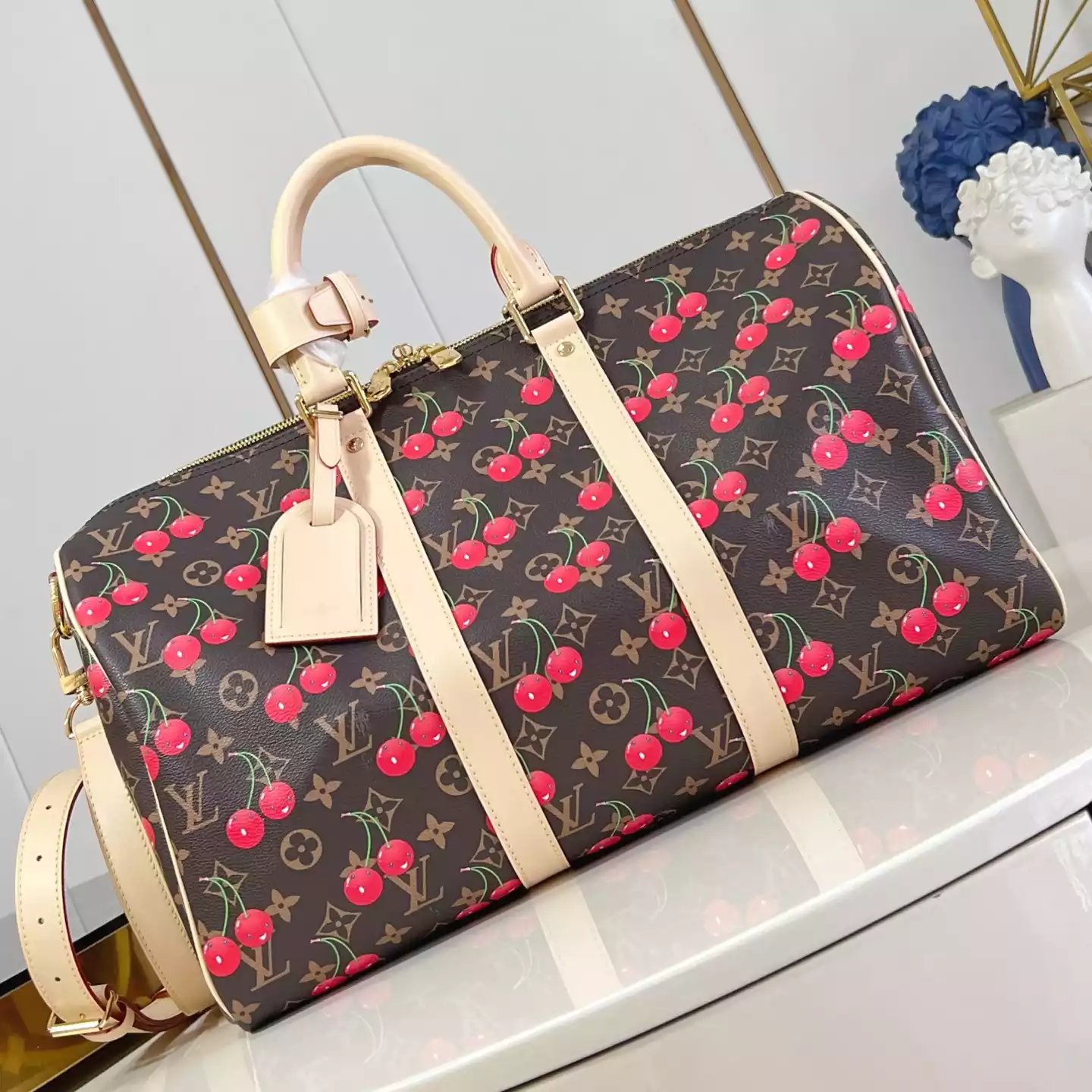 X TAKASHI MURAKAMI KEEPALL BANDOULIERE 45 BAG M13764 - LW355 DISCOVERY BACKPACK PM SKY BLUE MONOGRAM CANVAS