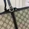 GUCCI GG CANVAS EMBLEM MAXI TOTE BAG BEIGE/BLACK 2025 - BG110 GUCCI GG CANVAS EMBLEM MAXI TOTE BAG BEIGE/BLACK 2025