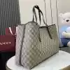 GUCCI GG CANVAS EMBLEM MAXI TOTE BAG BEIGE/BLACK 2025 - BG110 GUCCI GG CANVAS EMBLEM MAXI TOTE BAG BEIGE/BLACK 2025