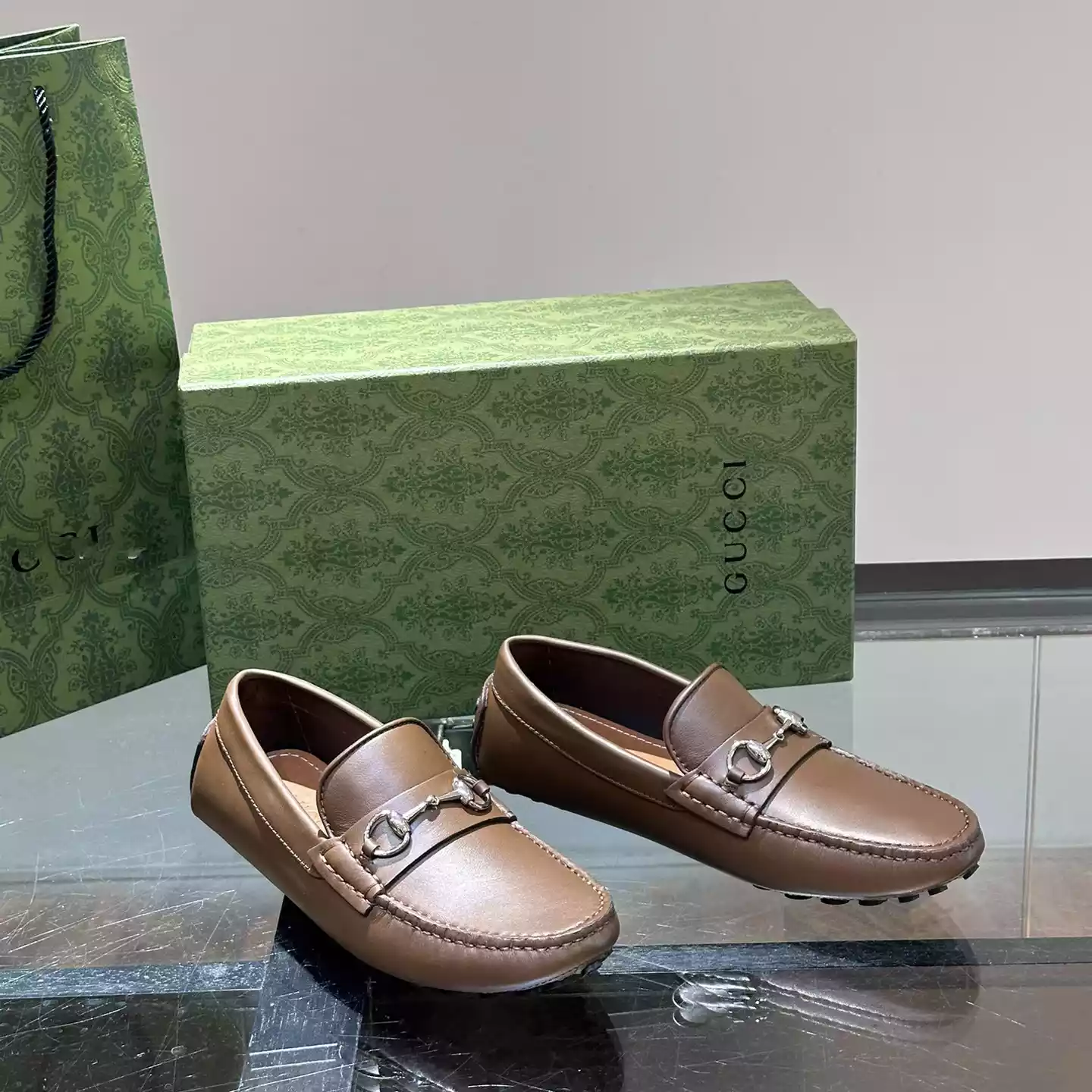 DRIVER WITH HORSEBIT BROWN LEATHER - GL097