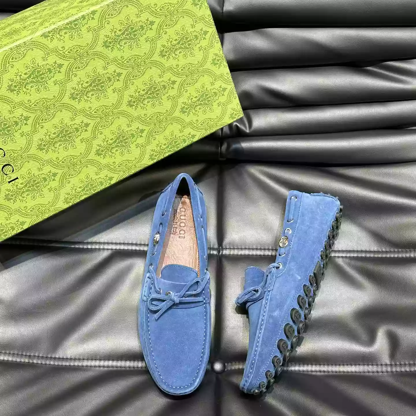 MEN'S DRIVER WITH INTERLOCKING G IN BLUE - GL100