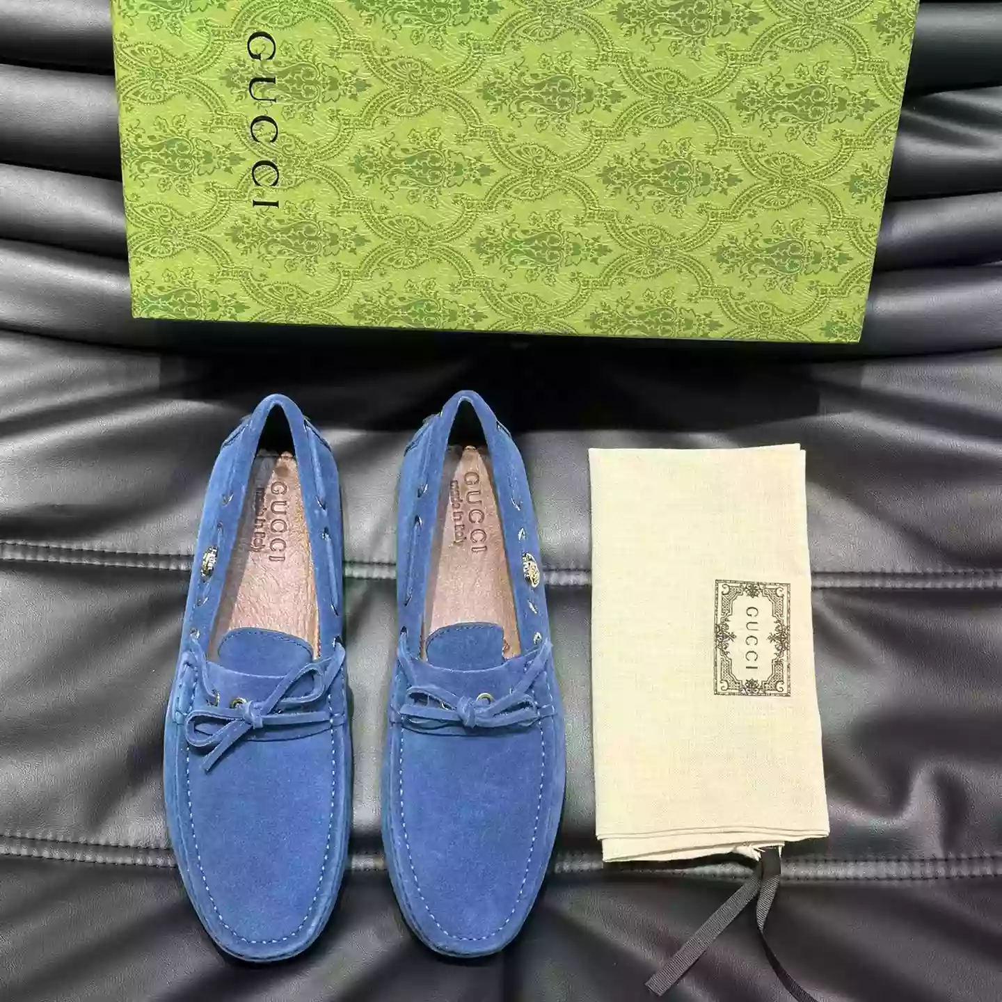 MEN'S DRIVER WITH INTERLOCKING G IN BLUE - GL100