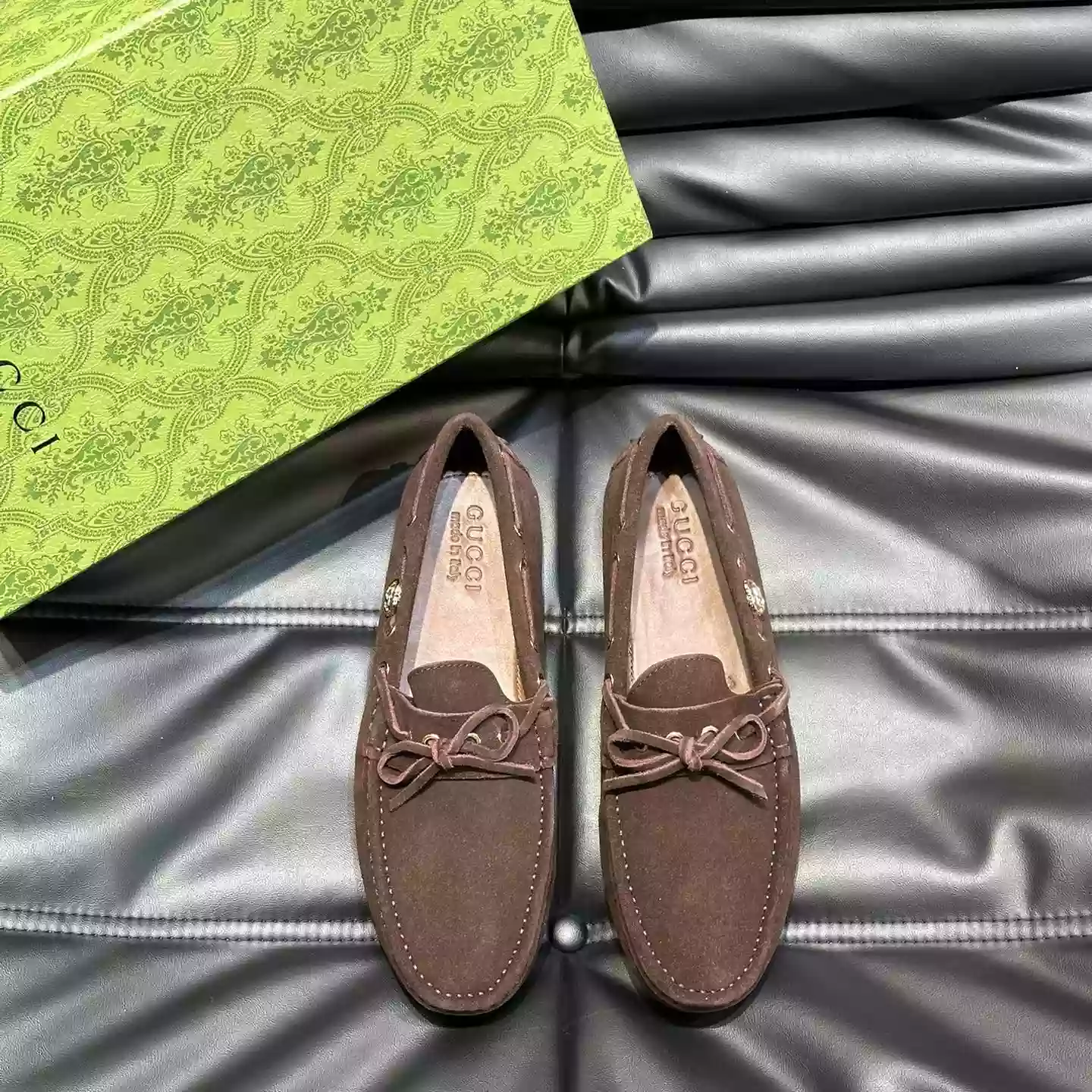 MEN'S DRIVER WITH INTERLOCKING G IN DARK BROWN - GL099