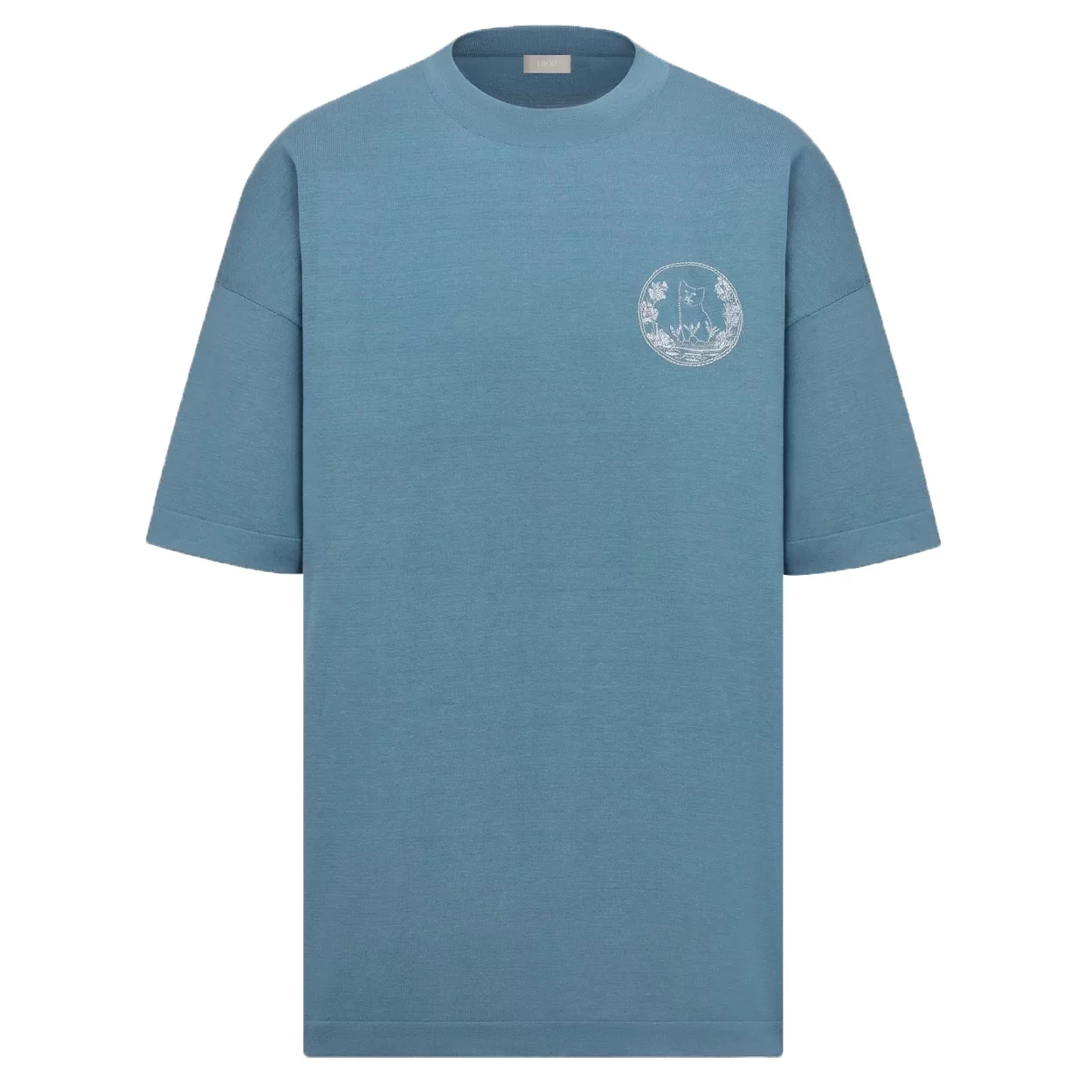 CD AND HYLTON NEL KNIT T-SHIRT BLUE COTTON AND SILK JERSEY - DOT048