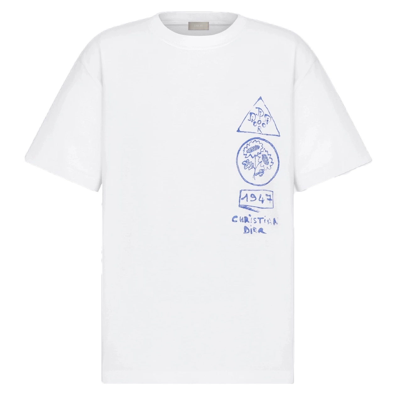 DI0R AND HYLTON NEL T-SHIRT, RELAXED FIT WHITE COTTON JERSEY - DOT054