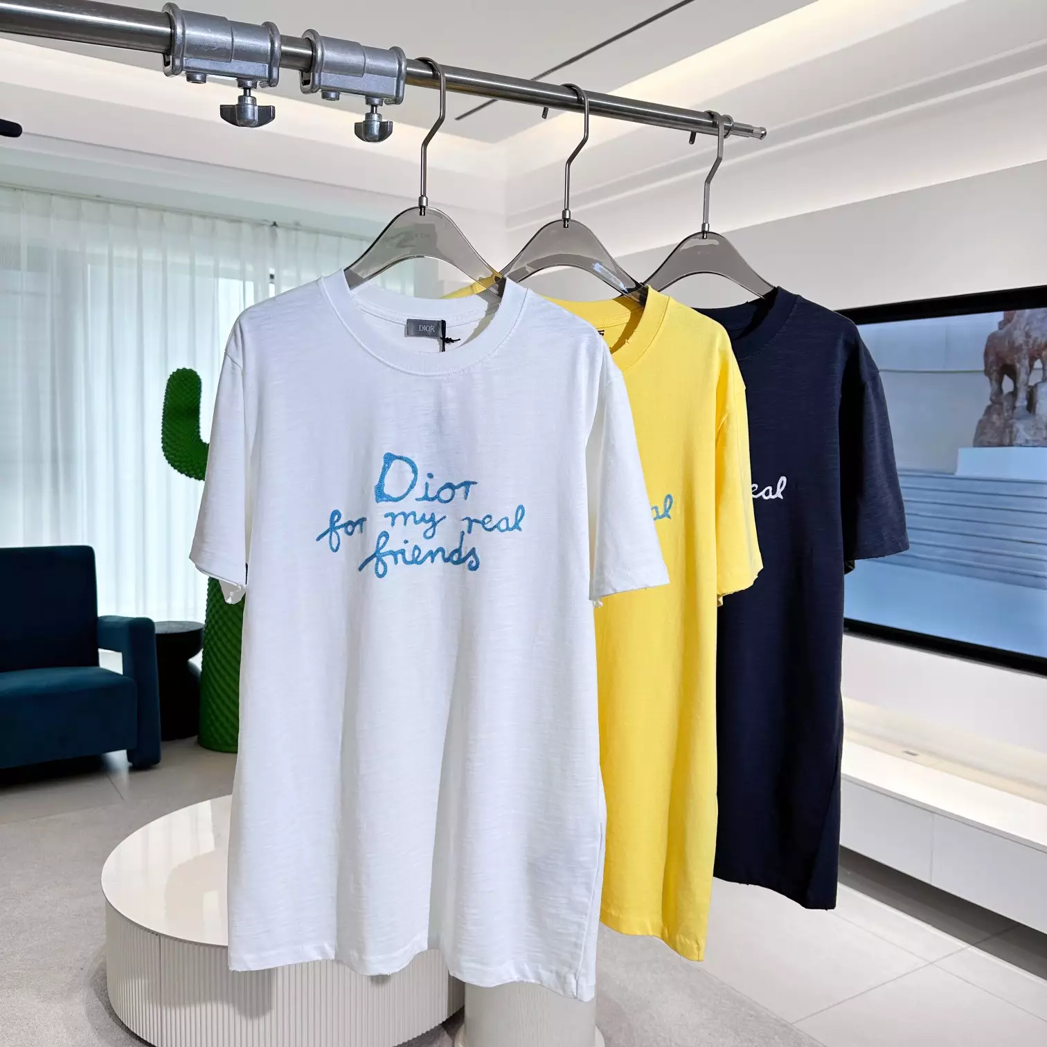 DI0R AND HYLTON NEL T-SHIRT, RELAXED FIT YELLOW COTTON JERSEY - DOT049