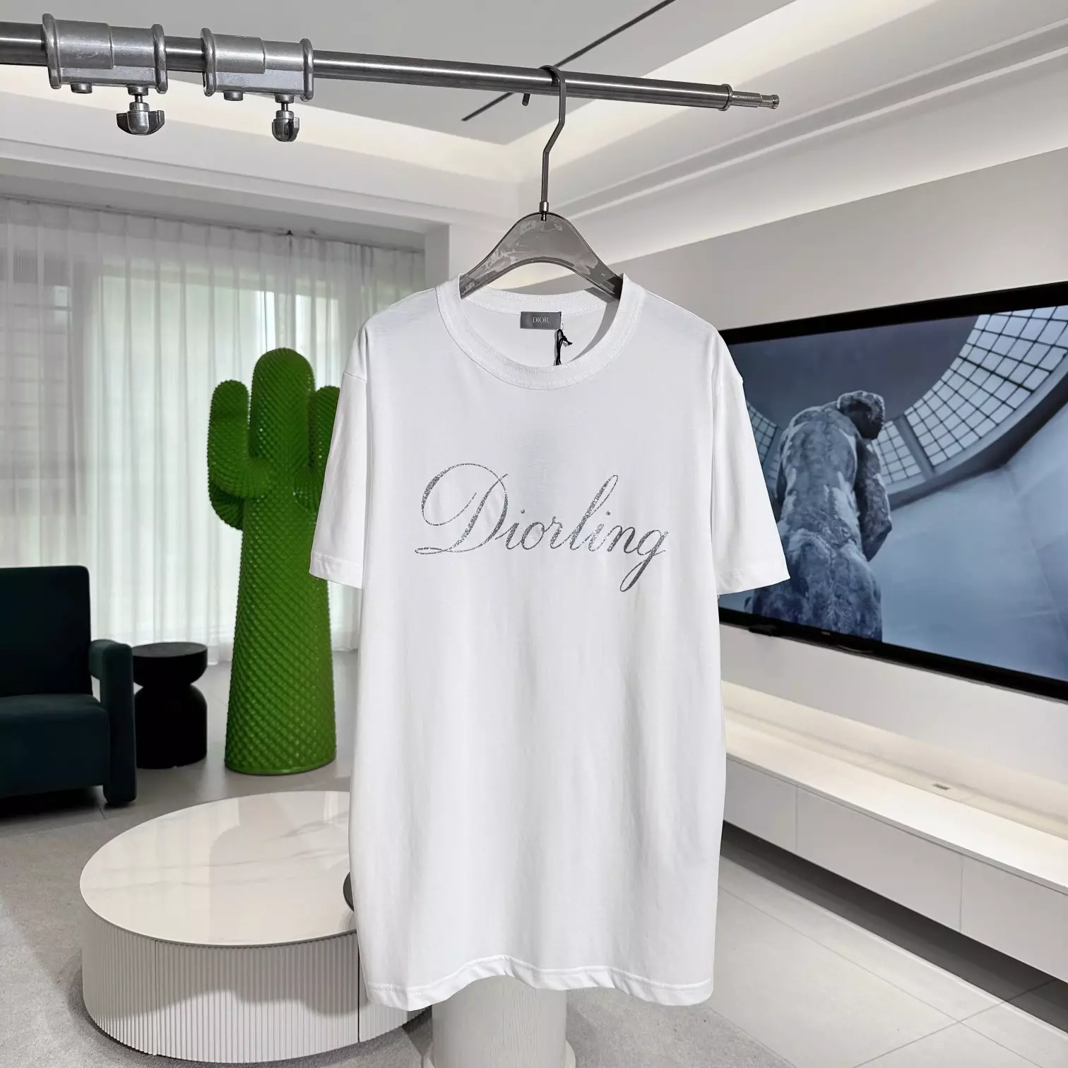 DI0RLING T-SHIRT, REGULAR FIT WHITE COTTON JERSEY - DOT031