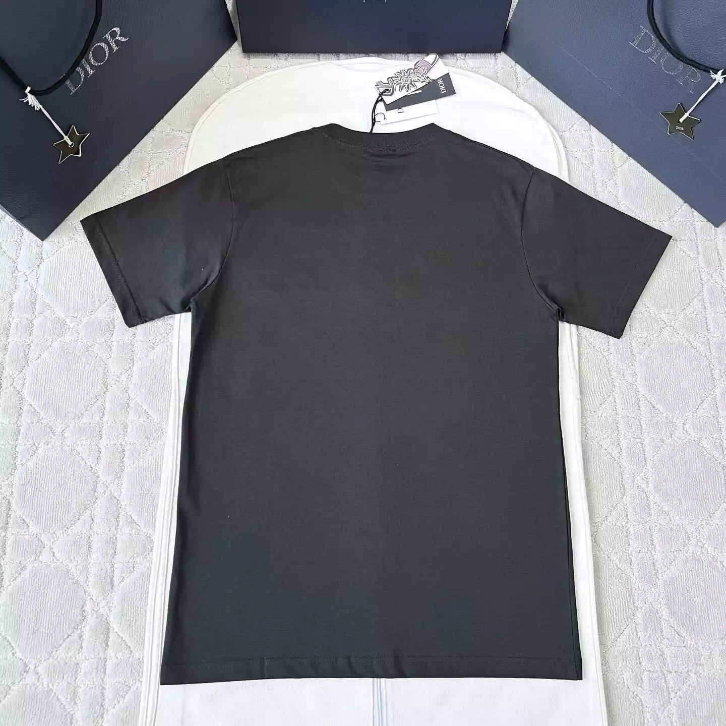 DIOR AND LEWIS HAMILTON T-SHIRT, RELAXED FIT BLACK COTTON JERSEY - DOT029