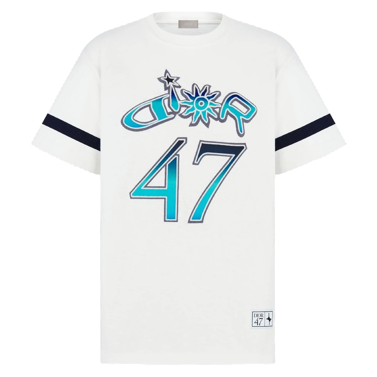 DIOR AND LEWIS HAMILTON T-SHIRT RELAXED FIT WHITE SLUB COTTON JERSEY - DOT028