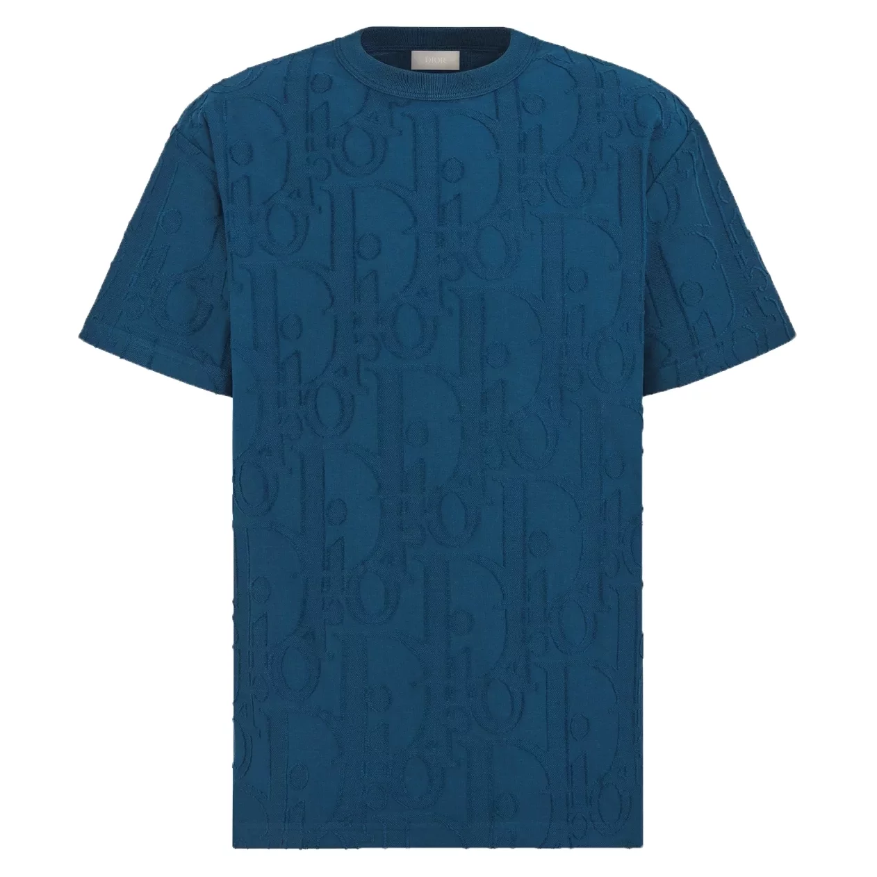 DIOR OBLIQUE T-SHIRT, RELAXED FIT DEEP BLUE COTTON JERSEY - DOT041