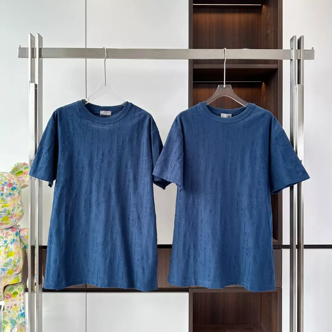 DIOR OBLIQUE T-SHIRT, RELAXED FIT DEEP BLUE COTTON JERSEY - DOT041