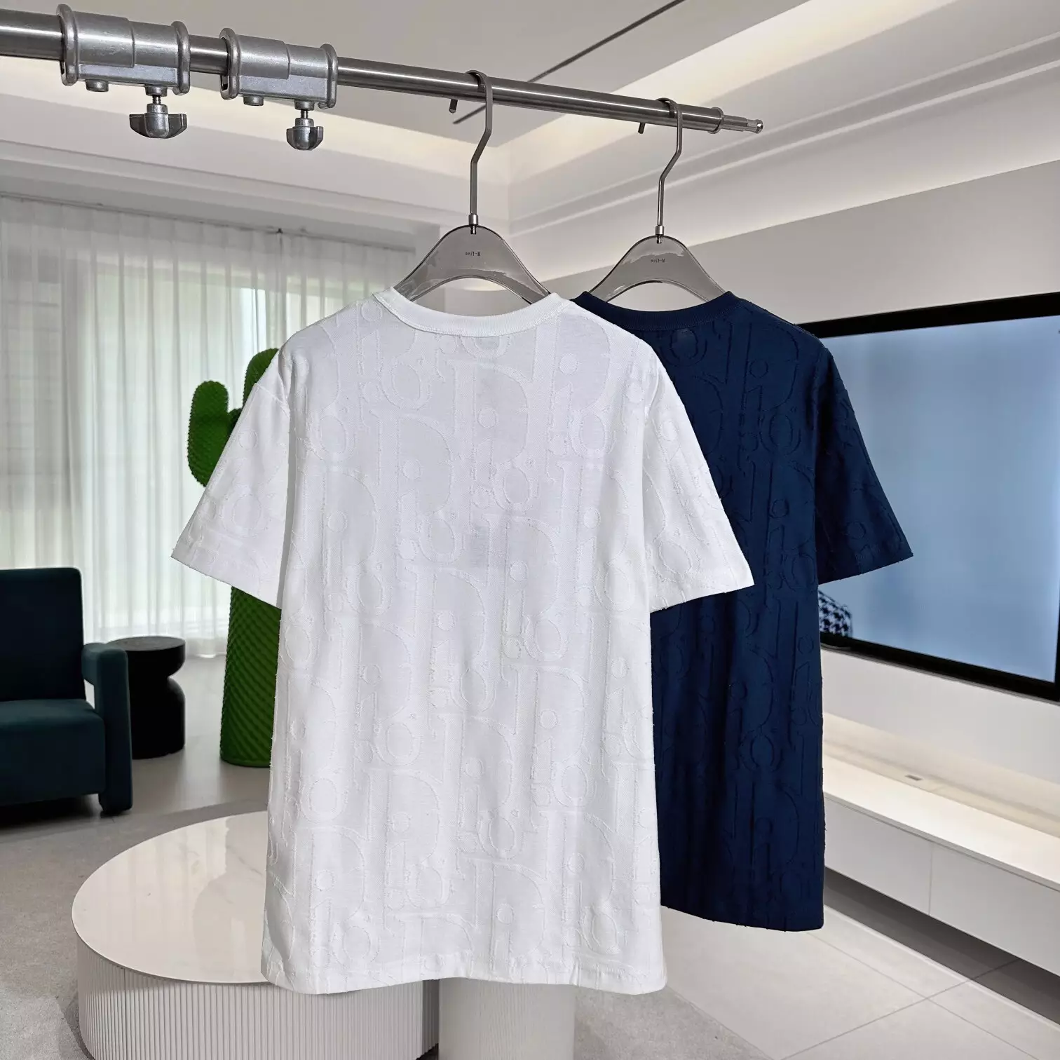 DIOR OBLIQUE T-SHIRT, RELAXED FIT WHITE COTTON JERSEY - DOT042