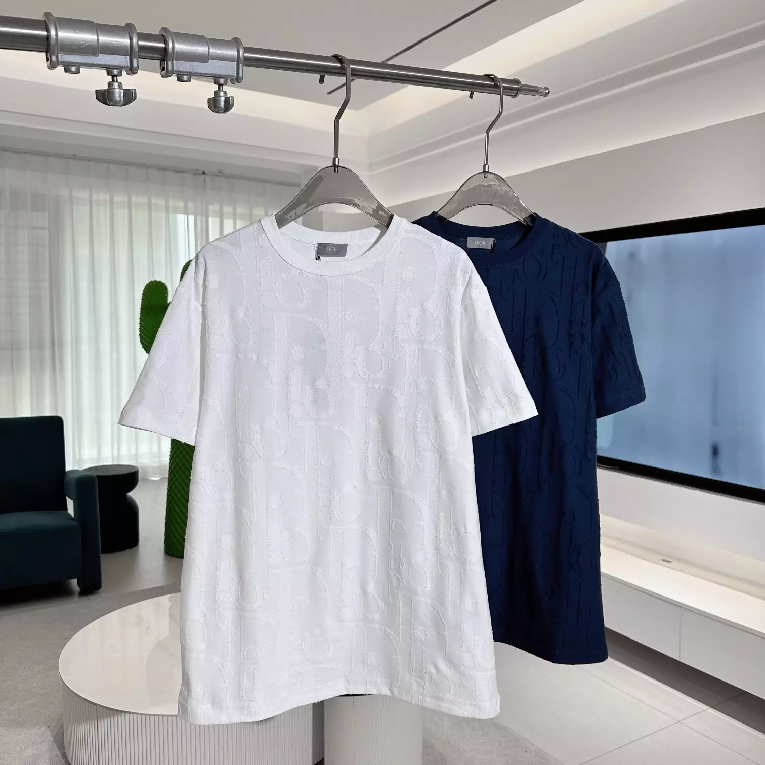 DIOR OBLIQUE T-SHIRT, RELAXED FIT WHITE COTTON JERSEY - DOT042
