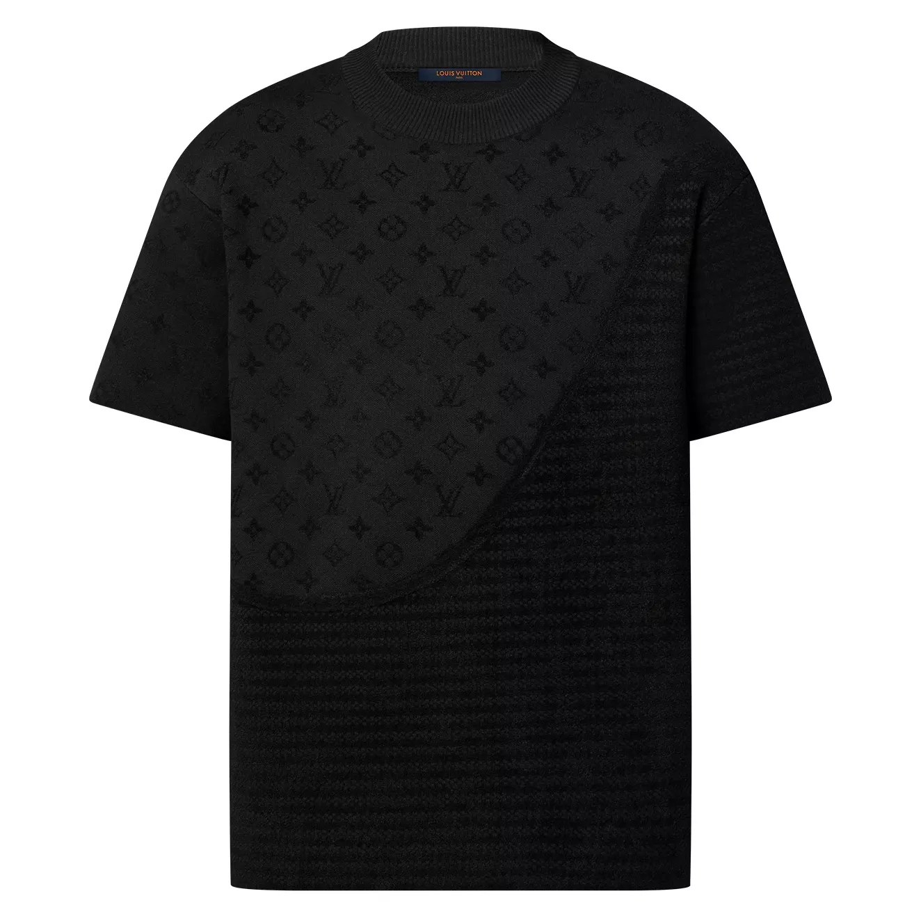 GRAPHIC JACQUARD SHORT-SLEEVED CREWNECK - LVTS125 Damier Jacquard Short-Sleeved Crewneck - LVTS089