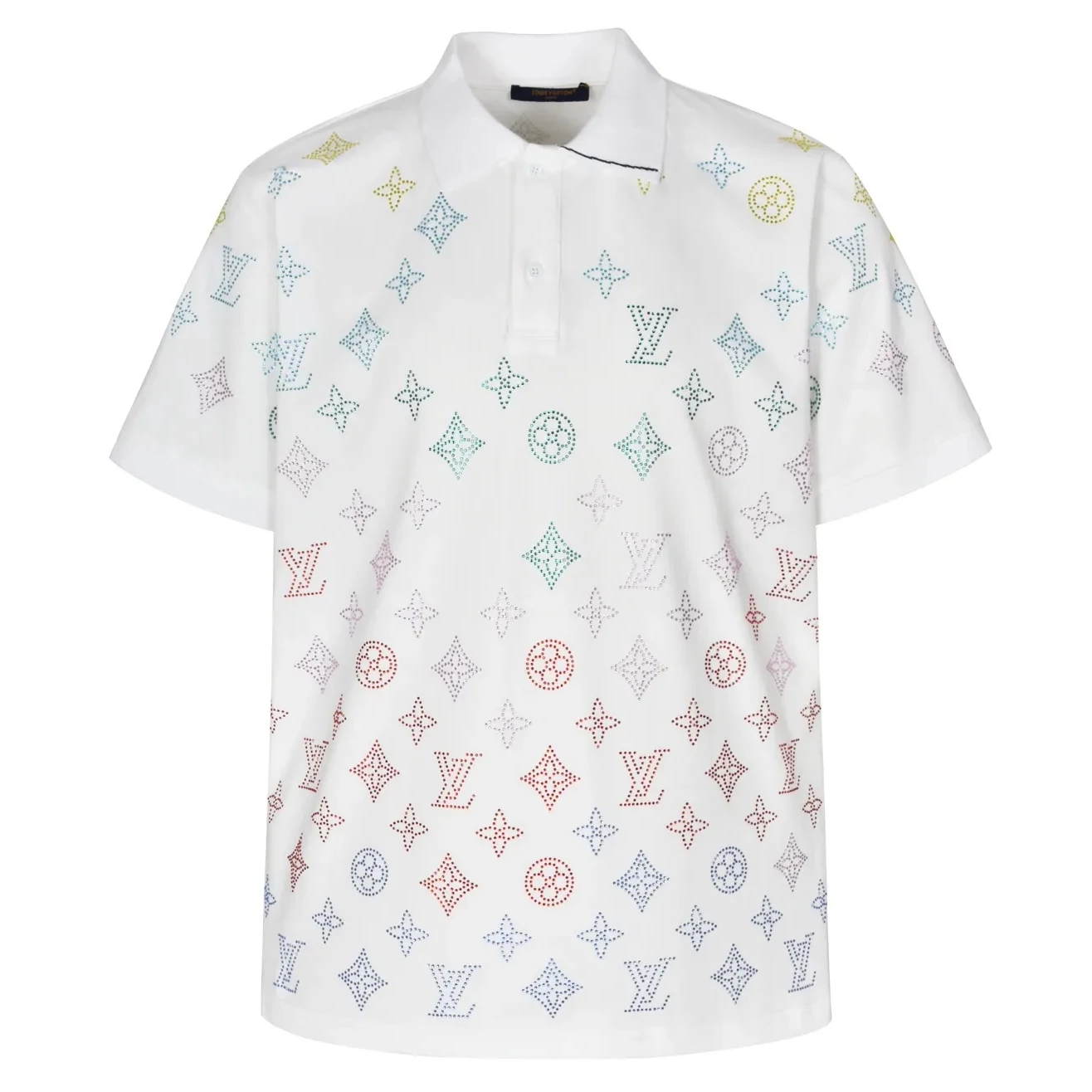 LOGO GRADIENT POLOSHIRT IN WHITE - LVTS142 Damier Jacquard Short-Sleeved Crewneck - LVTS089