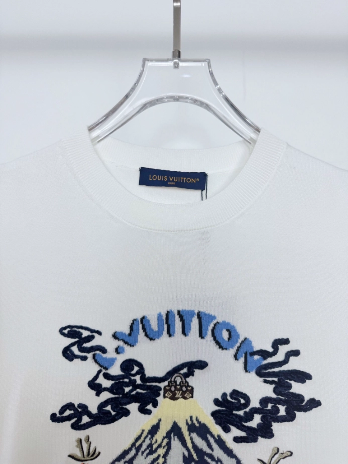 LOUIS VUITTON T-SHIRT - LVTS092 Damier Jacquard Short-Sleeved Crewneck - LVTS089