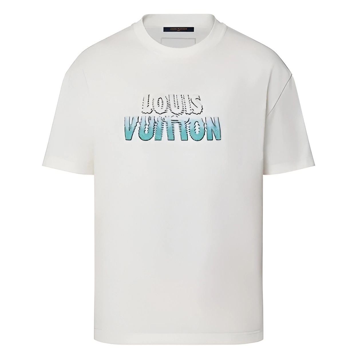 LV LOGO T-SHIRT IN WHITE - LVTS112 Damier Jacquard Short-Sleeved Crewneck - LVTS089